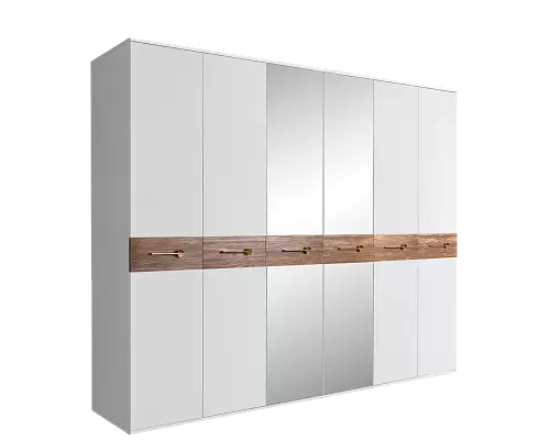 Шкаф 6 - дв. с зеркалом Bogemia Wood Ярцево мебель