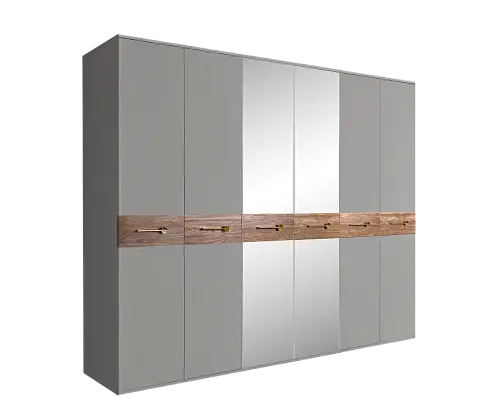 Шкаф 6 - дв. с зеркалом Bogemia Wood Ярцево мебель