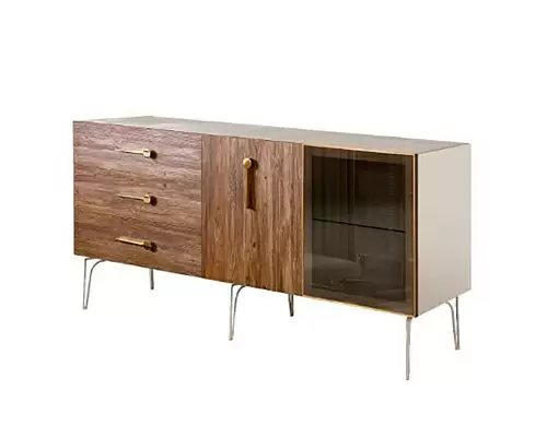 Комод 1,6 (1 дверь стекло-1 дверь wood) Bogemia Wood Ярцево мебель